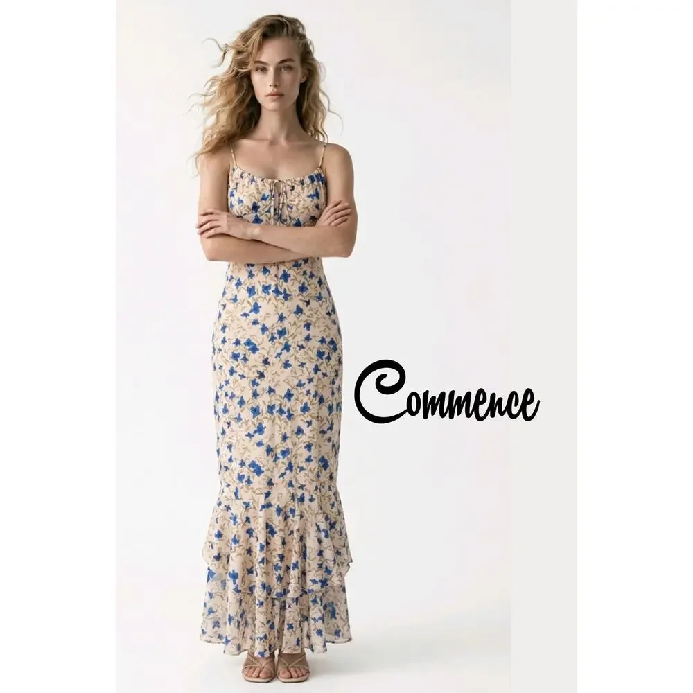 Commense
Size Midi Cocktail dress with ruffled hem. Gorgeous. Strappy Top. - Picture 1 of 8
